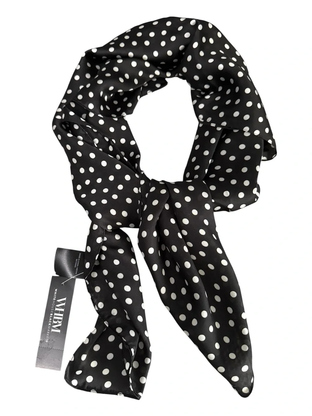 NEW WHBM Dot Print Square Accessory Scarf Millie Black White